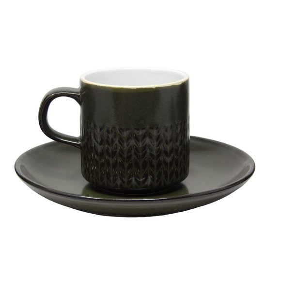 Vintage Coffee Set Flint Stone Pottery Japan Service for 8 with Creamer & Sugar - Picture 7 of 10